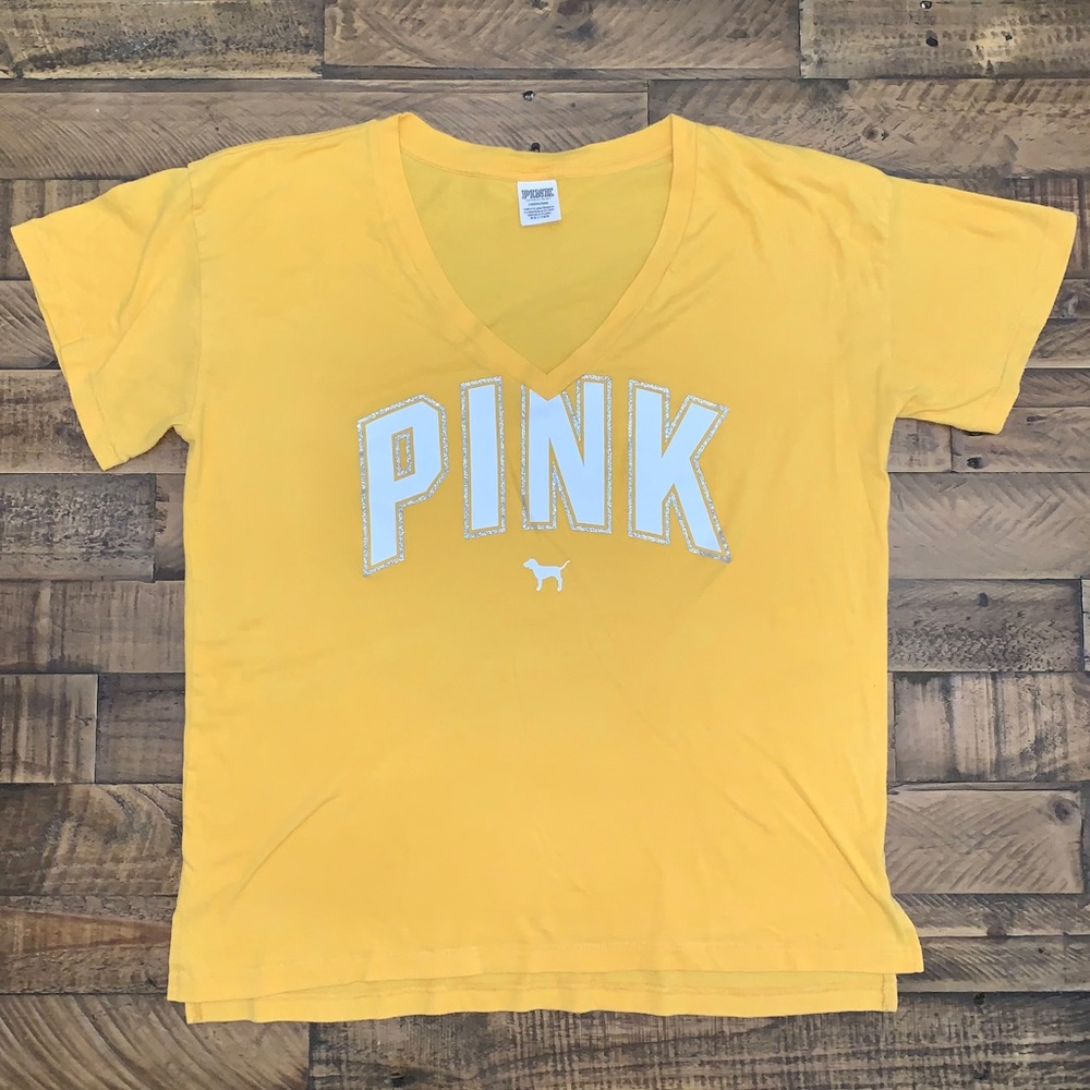 PINK Victoria Secret yellow t-shirt